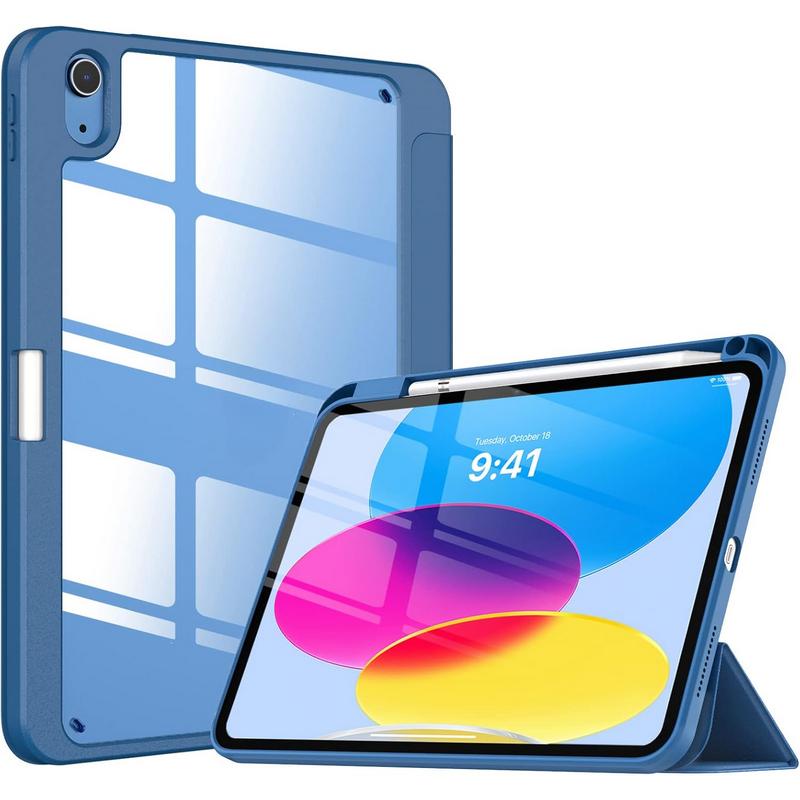 Case for Pad 10th Generation 2022, Pad 10 Case with Pencil Holder, Hybrid Protective Cover for Pad 10.9 inch, Smart Shell with Clear Back, Auto Wake Sleep - Abyss Blue