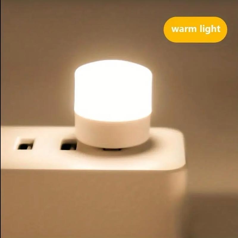 3-Pack USB LED Night Lights (White & Warm White Light) - Compact Design for Travel or Daily Use