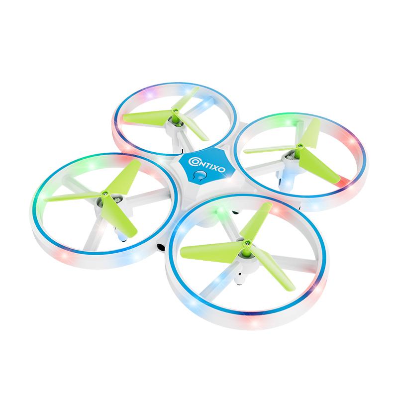 Contixo Dragonfly Mini Drone for Kids, Auto Takeoff, Altitude Hold, 360° Stunts, LED Lights, 16-Min Flight Cameras Colorful