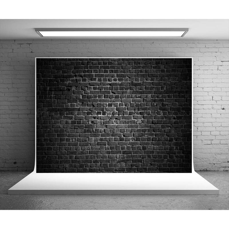 7x5ft Black Brick Wall Photography Backdrops for Portrait Soft Fabric Background for Studio Prop Accessories Camera