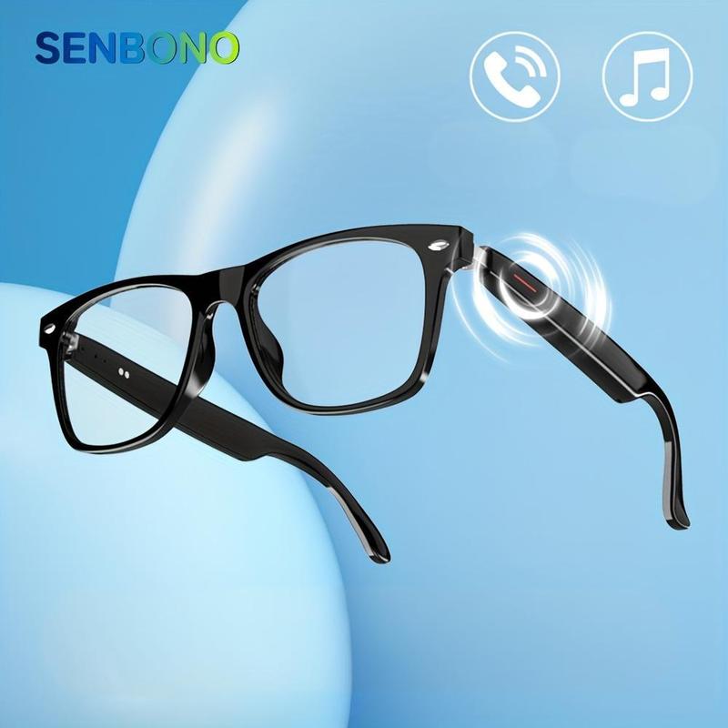 SENBONO Multifunctional Smart Glasses, Wireless Headphone Anti-blue Light Glasses for Listening To Music & Calling, Creative Smart Sports Sunglasses with Mic for Home & Daily Use