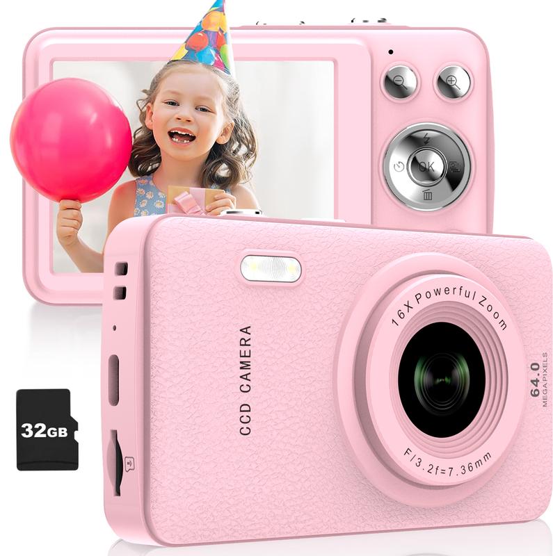 Mini Digital Camera, FHD 1080P Digital Auto focus Vlogging Camera, for video blogging, Image Stabilization, 16x Zoom, for Teenagers Beginners, 32g Memory Card, ldeal Gifts for Girl &BOY