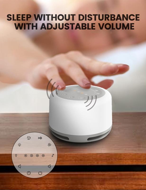 White Noise Sound Machine - Portable Sound Machine for Adults, Sound Machine for Sleep, with Bluetooth Function,24 Soothing Sounds,7 Colors Light, Timer, White Noise Machine for Sleeping Office Privacy Home Gift, Christmas present