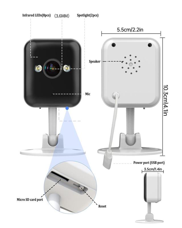  Waterproof Security Surveillance, 1 Year Warranty, Can Still Monitor Without Network, doorbell Audio Cable Phone Remote Sd