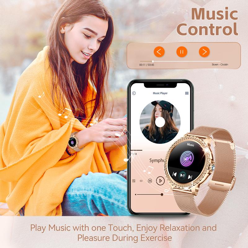 Women's Smart Watch (Answer Make Calls), 1.32-Inch Full Touch Color Screen,Watch IP67 Waterproof Smart Watch,Multiple Sport Modes,High Definition Speaker