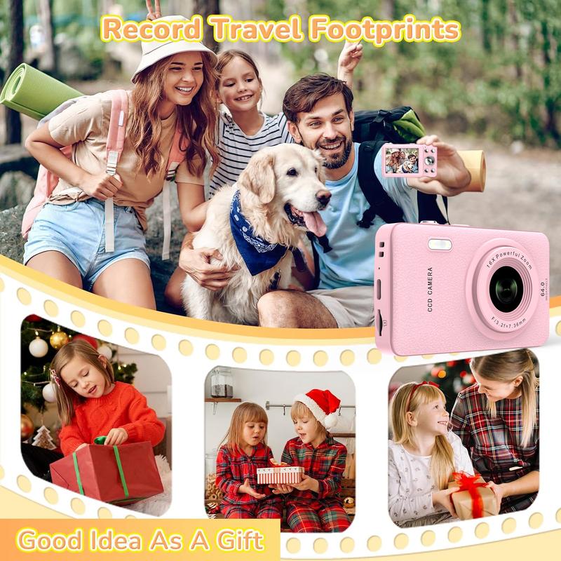 Mini Digital Camera, FHD 1080P Digital Auto focus Vlogging Camera, for video blogging, Image Stabilization, 16x Zoom, for Teenagers Beginners, 32g Memory Card, ldeal Gifts for Girl &BOY