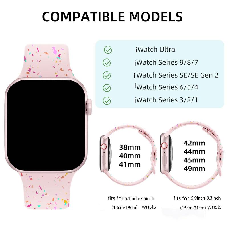 Soft Silicone Watch Bands (2 Counts), Breathable Sport Strap Band for iWatch Series 9 8 7 6 SE 5 4 3 2, Smart Watch Accessories