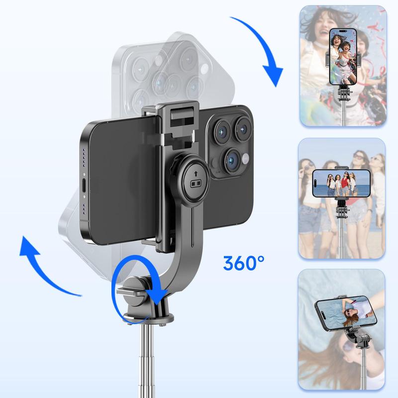 Portable Phone Selfie Stick, Wireless Remote Control Tripod Selfie Stick, Lightweight & Detachable Phone Clip for Live Streaming, Vlogging, Travel