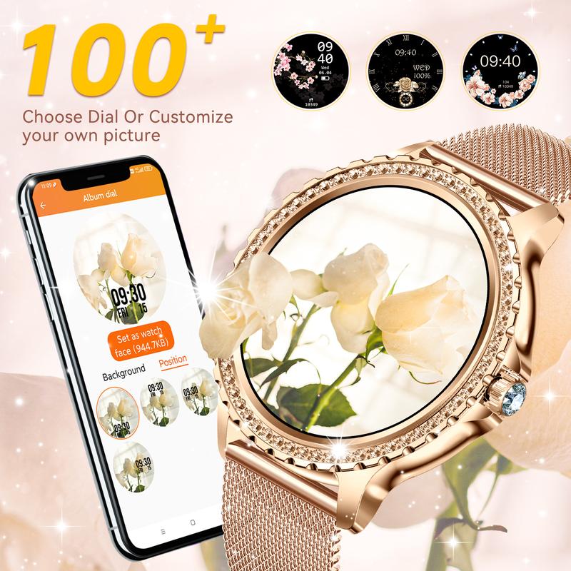 Women's Smart Watch (Answer Make Calls), 1.32-Inch Full Touch Color Screen,Watch IP67 Waterproof Smart Watch,Multiple Sport Modes,High Definition Speaker