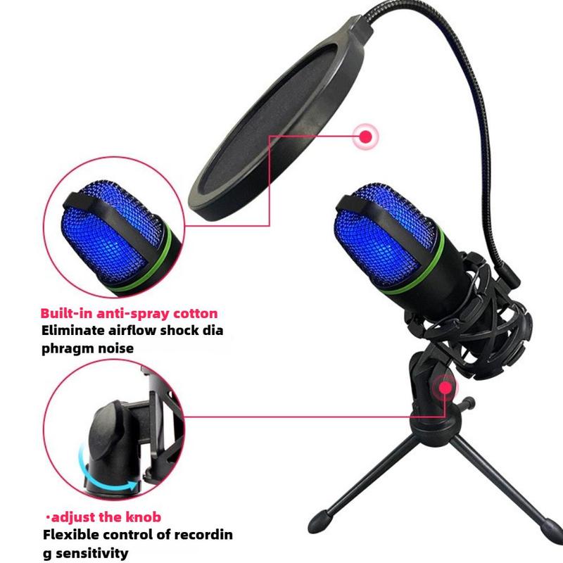 USB Condenser Microphone, Plug and Play Microphone with Tripod Stand, Connects Easily To PS4&5 for Great YouTube Podcasts on MAC and Windows