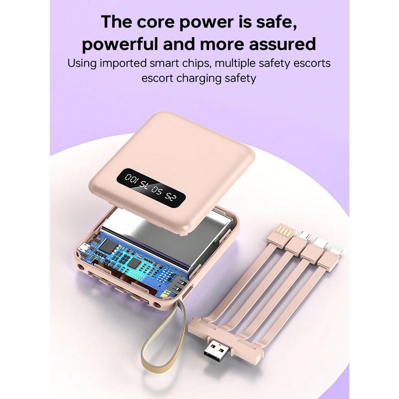 1Pc 10000mAh 10W Emergency Portable Power Bank, One Input And Three Charging Ports, Can Protect The Charger Output, Compatible With Type C Lightning Micro Charging Output