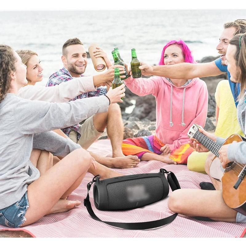 Case Cover for  Charge 5 Portable   Speaker, Travel Protective Soft Rubber Carrying Pouch with  Strap & Carabiner (Black)