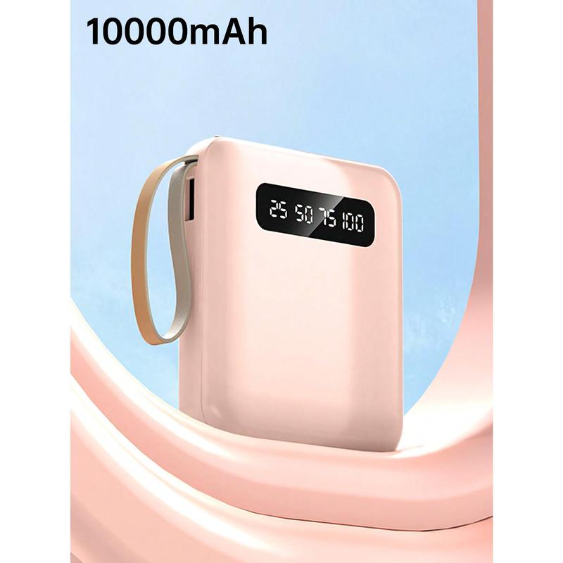 1Pc 10000mAh 10W Emergency Portable Power Bank, One Input And Three Charging Ports, Can Protect The Charger Output, Compatible With Type C Lightning Micro Charging Output