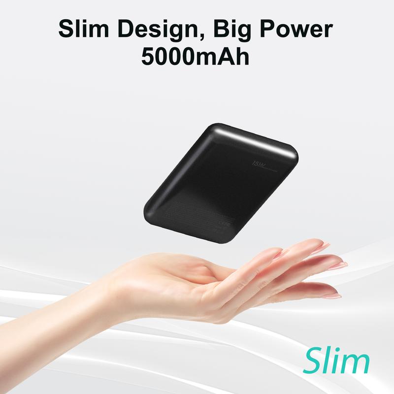 Super Slim Magnetic Wireless Power Bank,5000mAh Portable Charger 20W PD Fast Charging & Type-C Port,Magnetic Battery Pack Compatible with iPhone 16 15 15 Plus 15 Pro 15 Pro Max, iPhone 14 13 12 Series and more power bank