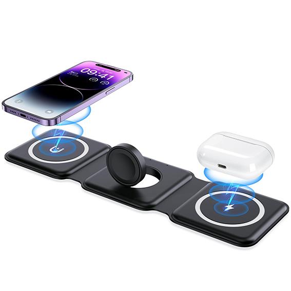 Wireless Charger, Magnetic Foldable 3 in 1 Mag-Safe Charger, Fast Travel Wireless Charging Station for iPhone 15 14 13 12  Series,for iWatch,for AirPods, Christmas Gift, christmas gift ideas Black Friday Deals tiktok shop store