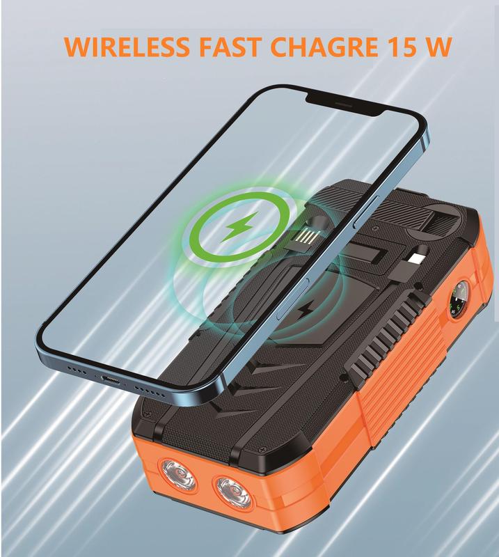 AMAUS Solar Charage Power Bank 65800 mAh Wireless Fast Charge Hand Crank ultra-large capacit for All Mobile Devices,Intelligent Charging Made With Compass,Flashlights,LED lights,Large Capacity Outdoor Cam Magnetic Portable cellphone Accessories Smartphone