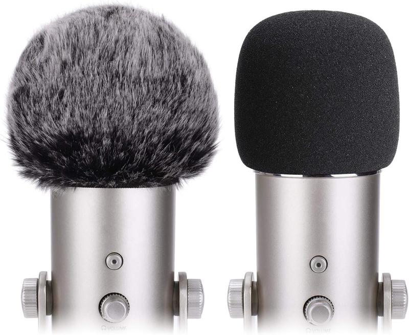 2 count Blue Yeti Pop Filter, Professional Microphone Pop Filter Windscreen,  Windscreen & Furry Windscreen Microphone Cover Designed for Yeti Mic and Blue Yeti Pro USB Microphone