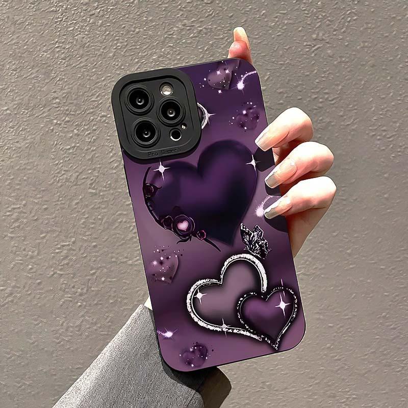 Heart Pattern Phone Case, Anti-drop Cellphone Protective Case, Total Protective Shockproof Mobile Phone Cover for iPhone 11 12 13 14 15 16 Pro Max Pro Plus