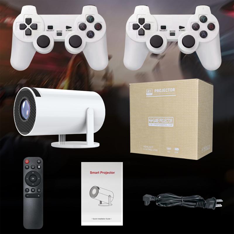 4K Game Projector with Two Game Consoles,Portable Projector WiFi6, Automatic Correction, 270° Rotatable Compatible with iPhone projector Audio cosy  projector portable projector