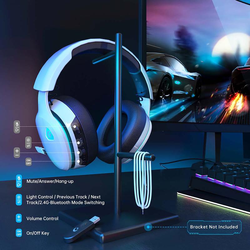 2.4GHz Wireless Gaming Headset for PS5, Xbox(Wired connection), PC, Nintendo, Detachable mic, Christmas Gifts, Call of Duty, Bluetooth 5.3, Earphones, Earbuds, Noise Canceling Mic, Lightweight