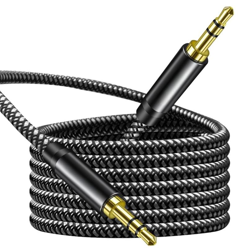 Aux Cord 10ft, 3.5mm Aux Cable - Nylon Braided Aux Audio Cable 3.5mm Male to Male AUX Cord Compatible with Car,Headphones Tablets,Laptops Smart Phones& More (10FT 3M)