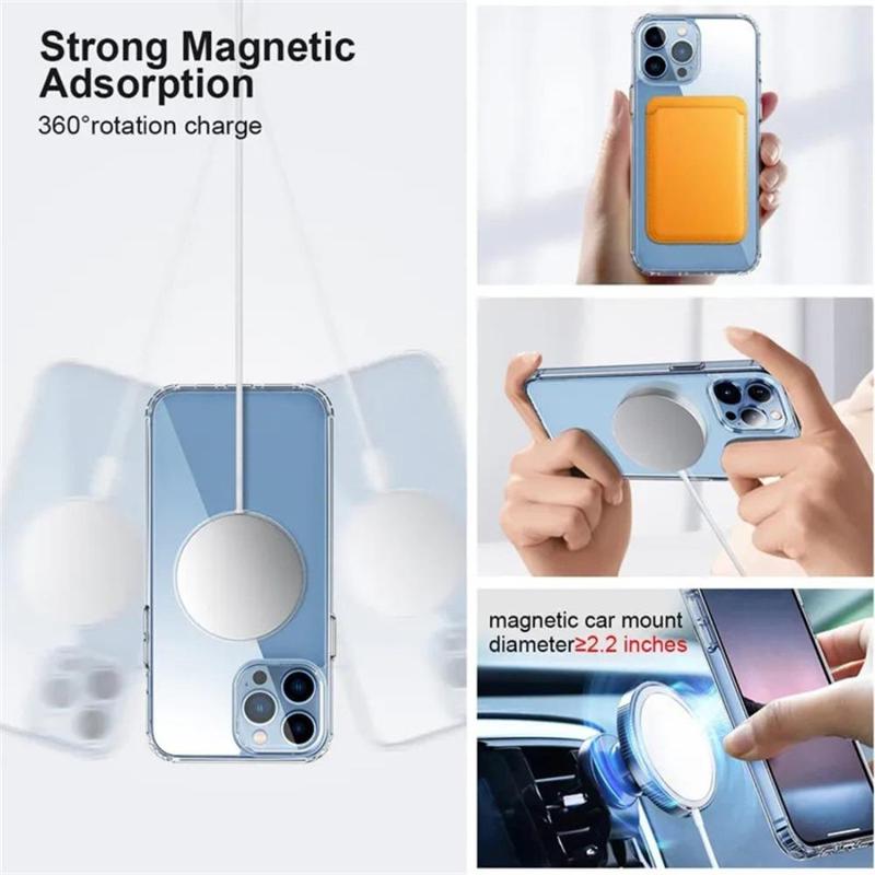 Magnetic Clear Phone Case, Decorative Phone Protector Cover Compatible with iPhone 15, Shockproof Smartphone Phone Cases for iPhone 11 12 13 14 15 Pro Max Case iPhone 15 14 Plus Cases, Phone Accessories, Boyfriend Gift