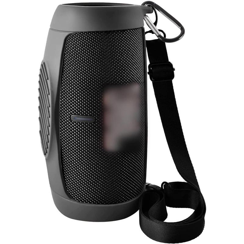 Case Cover for  Charge 5 Portable   Speaker, Travel Protective Soft Rubber Carrying Pouch with  Strap & Carabiner (Black)