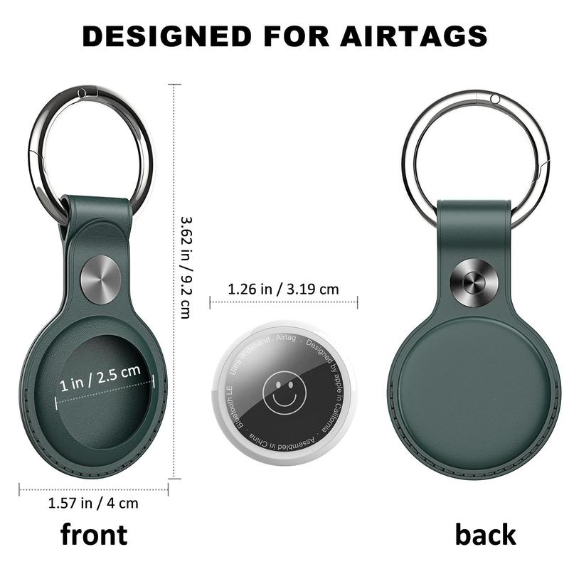 PU Leather Pendant for AirTag, Anti-scratch Case for AirTag, Protective Cover with Snap Button & Key Ring, Mini Protective Case for AirTag