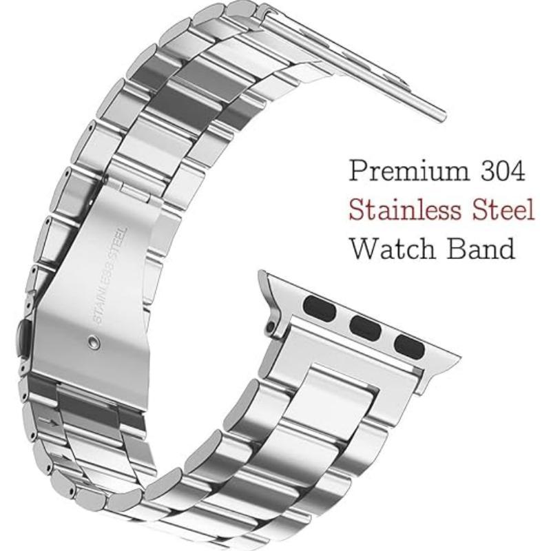 Stainless Steel Smart Watch Band (Band Only), Fashion Minimalistic Watch Band, Wearable Accessories Compatible with Apple Watch Series 9 Ultra 2 8 7 6 5 4 3 2 1 SE Series