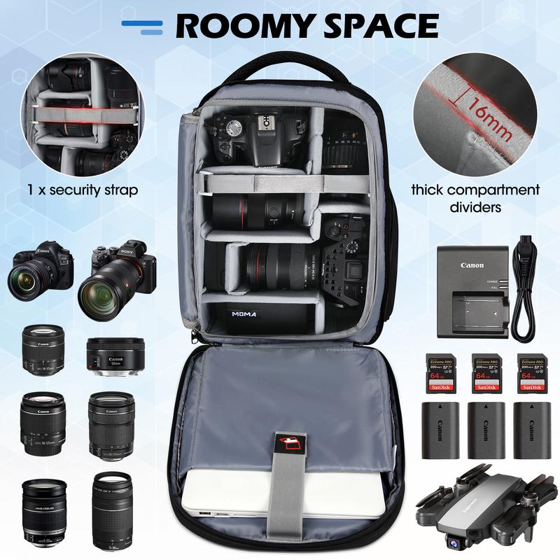 Camera Bag Backpack Professional for DSLR SLR Mirrorless Camera Waterproof Camera Laptop Backpack 15.6 Inch with Rain Cover Anti Theft Travel Camera Case Large Capacity Photography Backpack