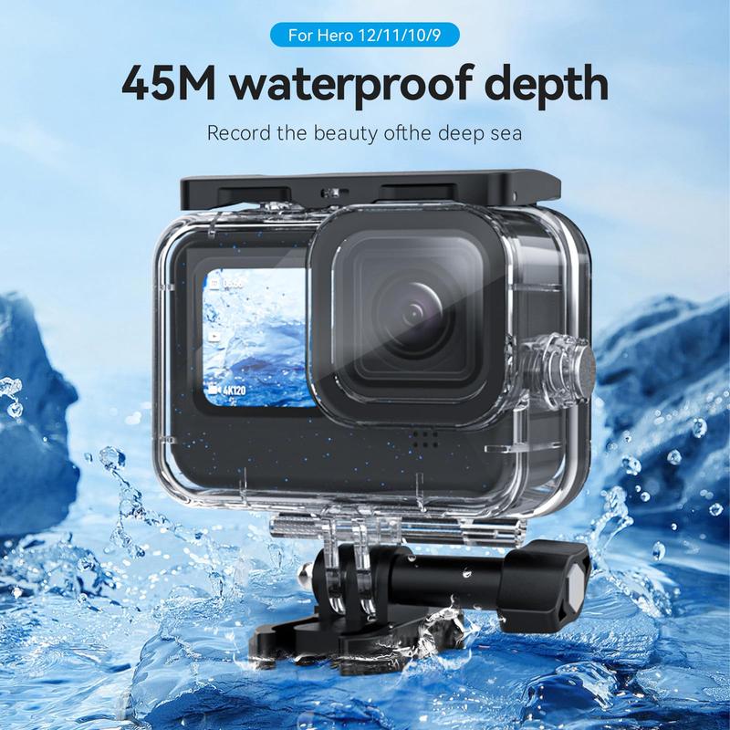 TELESIN Waterproof Case for GoPro Hero 13 12 11  10  9 Black, Underwater Dive Case Housing Shell Supports 60M 196FT Deep Diving Scuba Snorkeling with Bracket Screw GoPro Accessories