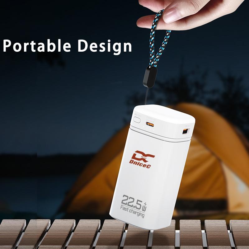 20000mAh Power Bank, 1 Count 22.5W Fast Charging Power Bank with Built in Cable & Flashlight, Portable Charger for Outdoor Camping Emergency