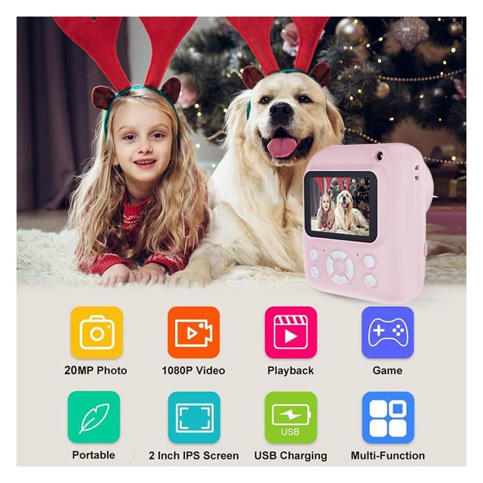 [Children's Christmas Gifts] Instant Quick Photo DIY Print Camera with Games and Music, Retro Camera, 32G Memory, Suitable for Ages 3-12