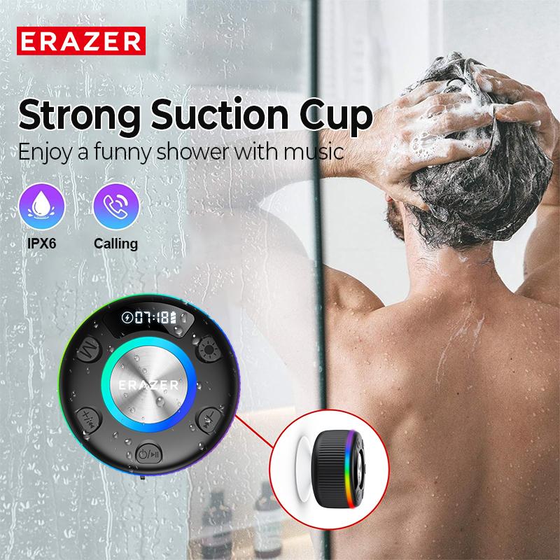 ERAZER XM102 Waterproof Shower Bluetooth Speaker Portable Wireless Speaker with Suction Cup IPX6 Waterproof Speaker Suitable for home party outdoor beach, electronic products, birthday gifts