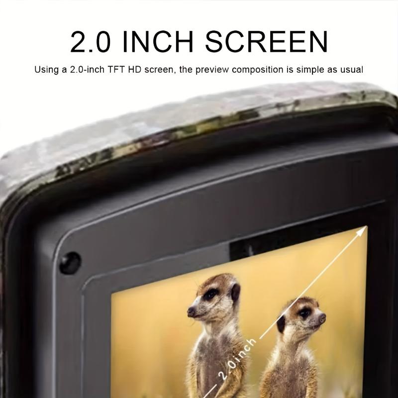 Upgraded Hunting Camera With 2 Inch Screen, HD Wildlife Trailing Camera, Night Vision PIR 393.7 Inch, 0.8 Second Trigger Motion Activation, Suitable For Outdoor Wildlife Surveillance Camouflage