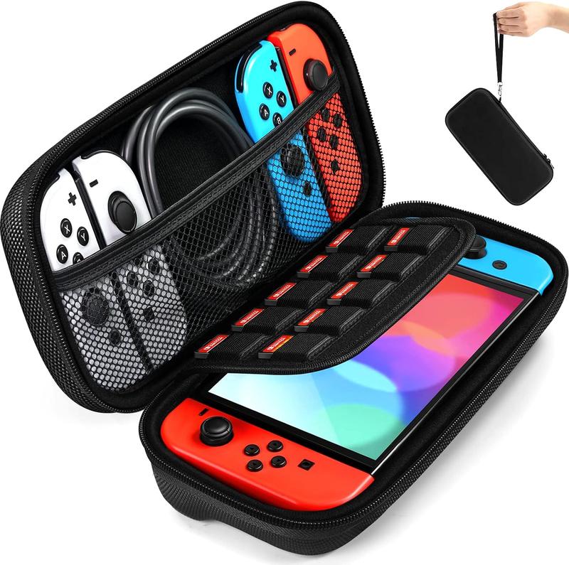 Carrying Case for Switch OLED with Screen Protector for switch OLED ,Portable Hard Shell Pouch Carrying Travel Game Bag for Switch OLED Holds 10 Game Cartridge