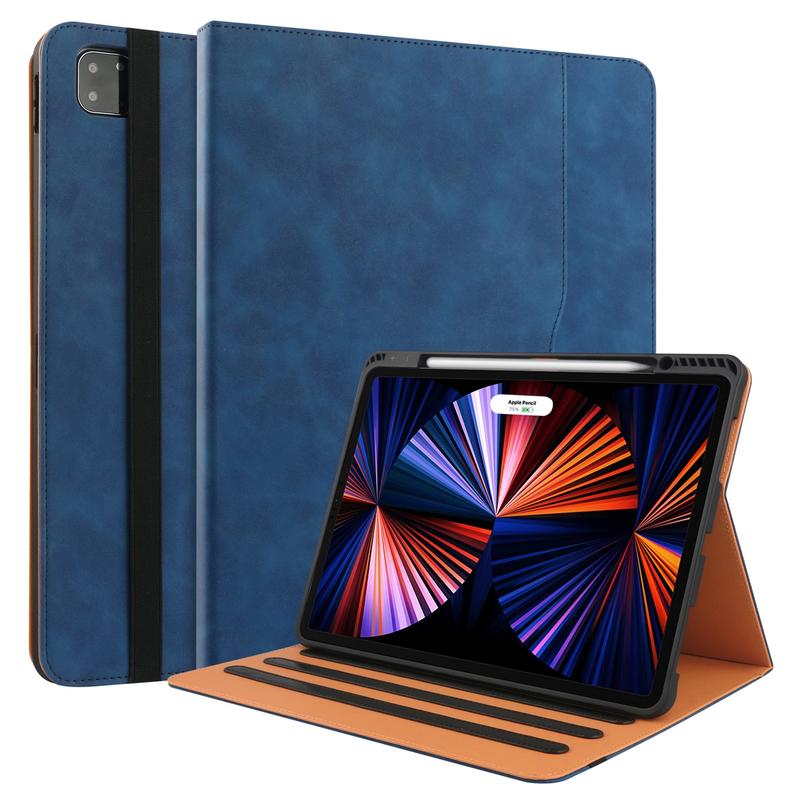 iPad Pro 12.9 Case 2022 2021 2020 2018, with Pencil Holder & Card Pocket, Fits iPad Pro 12.9 5th 4th 3rd Generation, Smart Cover Auto Wake Sleep