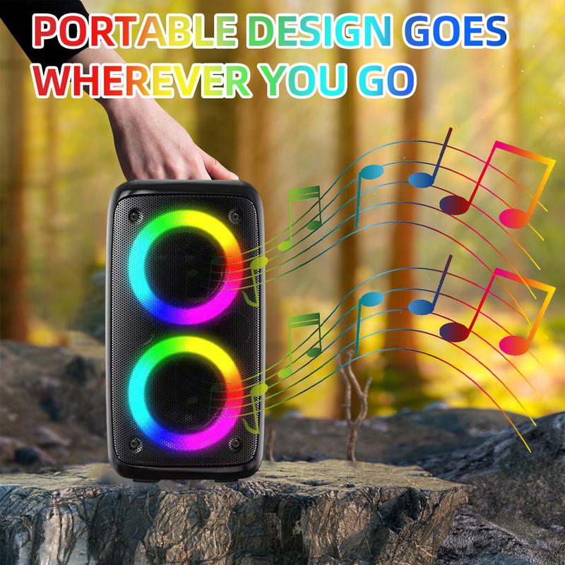 Portable Wireless Bluetooth Speaker With Microphone, Large Speaker, Stereo Speaker, Subwoofer, Outdoor Wireless Speaker, Party Disco Light, TWS, TF, AUX, MIC, The Perfect Christmas Gift