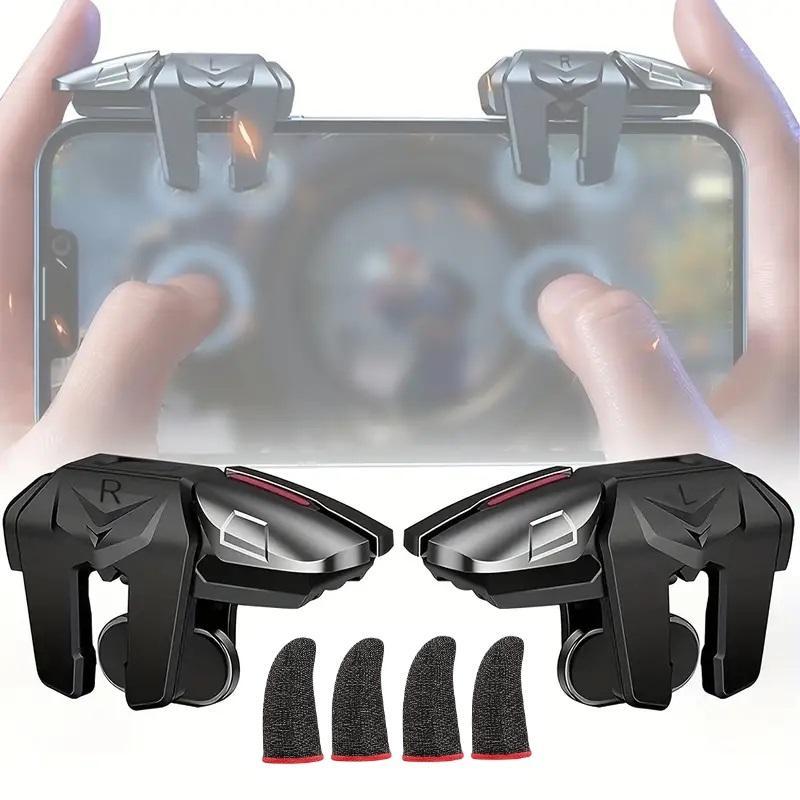 Game Controller Trigger, 1 Set Multipurpose 6-finger Game Trigger, Gaming Controller Joystick L1 R1 Alloy Key Button for iPhone Android, Mobile Game Trigger for Phone, Console Accessories