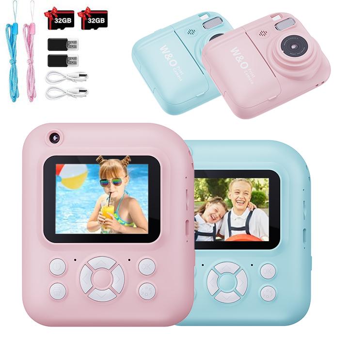 [Children's Christmas Gifts] Instant Quick Photo DIY Print Camera with Games and Music, Retro Camera, 32G Memory, Suitable for Ages 3-12