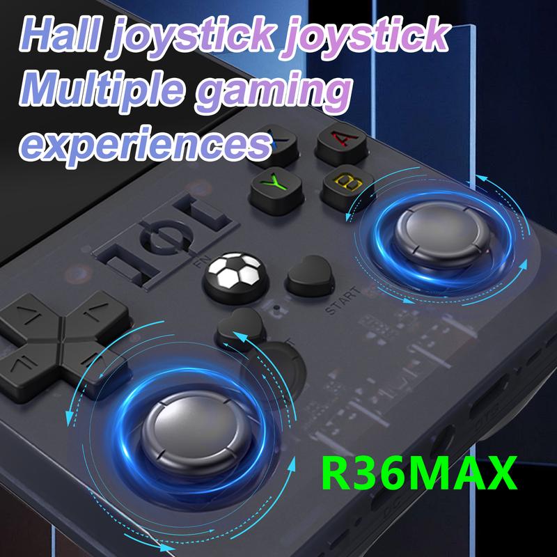 R36 Max Retro Video Handheld Game Console Linux System 4 in IPS Screen Built in 4000mAH Battery 64G TF Card Preinstalled Games 2.4G wireless controller connection Chritmas gift Protection