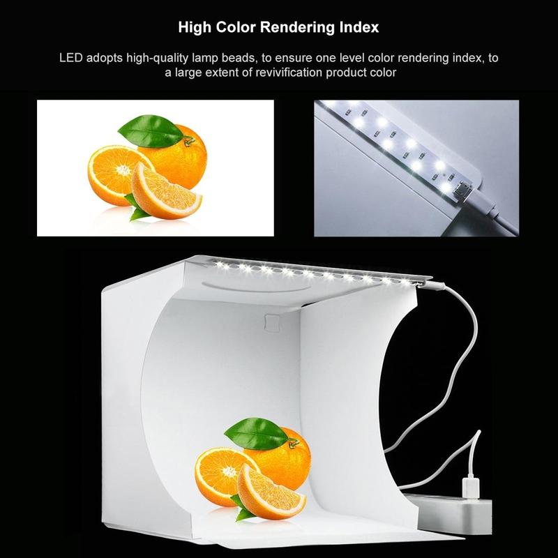 Photo Light Box, Folding Portable Photography Shooting Light Tent Kit, Photo Studio 550LM Box, White Lighting Soft Box with 1 LED Lights + 6 Color Backdrops Fabric for Product Display, Summer Essentials