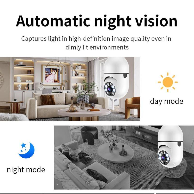 E27 Bulb Design Wireless Security Camera, 360 Degree Rotatable WiFi Home Security Camera, Wireless Outdoor Camera, Home Security Camera