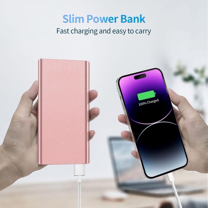 Portable Charger 12000mAh Power Bank Quick Charge Battery Pack USB C High-Speed 3A Input & Output Powerbank Compatible with iPhone 15 14 13 12 11 Pro Max iPad Samsung Android and More - Pink