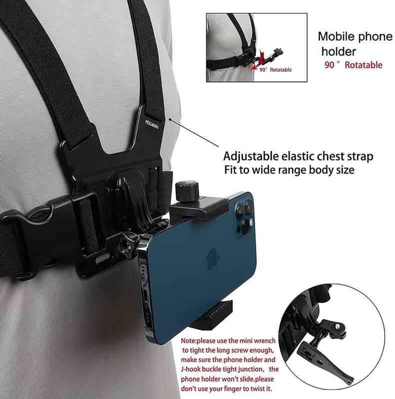 Mobile Phone Chest Strap Mount,Harness Strap Holder Universal Cell Phone Clip for Action Camera POV