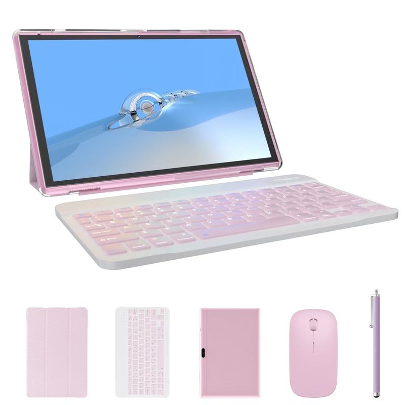 Tablet 2 in 1 tablet with keyboard case mouse stylus pen, 10 inch Tablet Android tablets PC, 10.1 