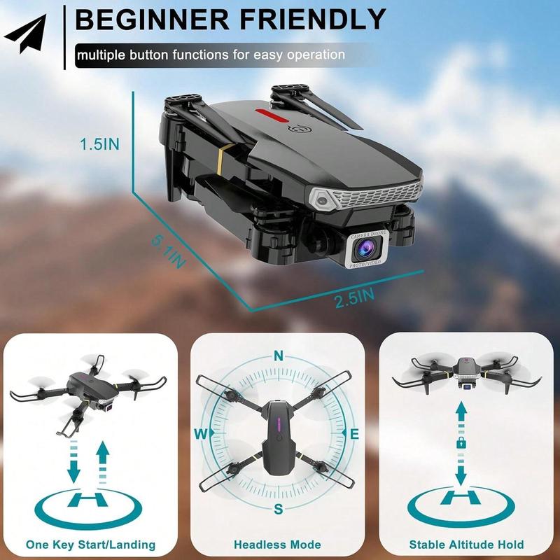 E88 Drone With Camera, Foldable Drone With App Control, FPV Live Video RC Quadcopter With 4K Camera For Adults Beginners,Christmas Gifts