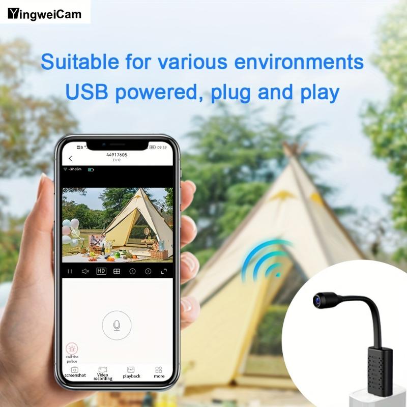 Huaqiangbei Monitoring Mini Camera, HD Deforming Lens, Bend At Will, Wi-Fi Link Mobile Phone Convenient, Intelligent Cloud Storage, Support 128g Memory Card Cycle Video, Usb Direct Power Supply, Intelligent Motion Detection