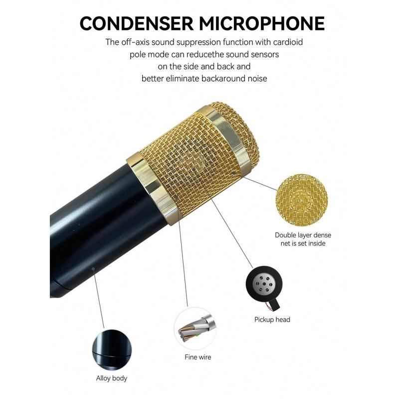 BM800 Condenser Microphone + F998 Sound Card Kit Is Suitable For Computer Recording, Game Voice Communication, High-Quality Sampling, Home Use