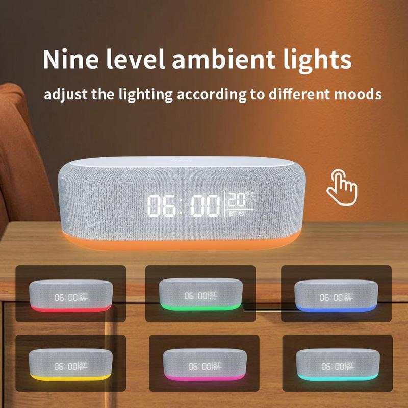 Multifunctional 6-in-1 Desktop Speaker, Creative Night Light with Alarm Clock, Wireless Charger Speaker, Bluetooth-compatible Speaker for Home Office